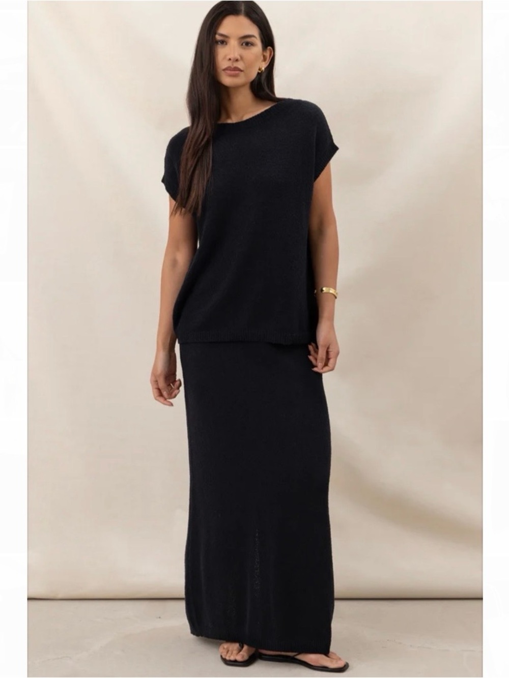 Charli London Maia Cotton Bouclé Knit Maxi Skirt Midnight M/L NWT